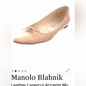 Manolo Blahnik lasercut leather flats sz 10 pink/cream EUC $980